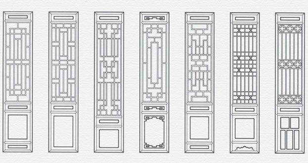 米东常用中式仿古花窗图案隔断设计图